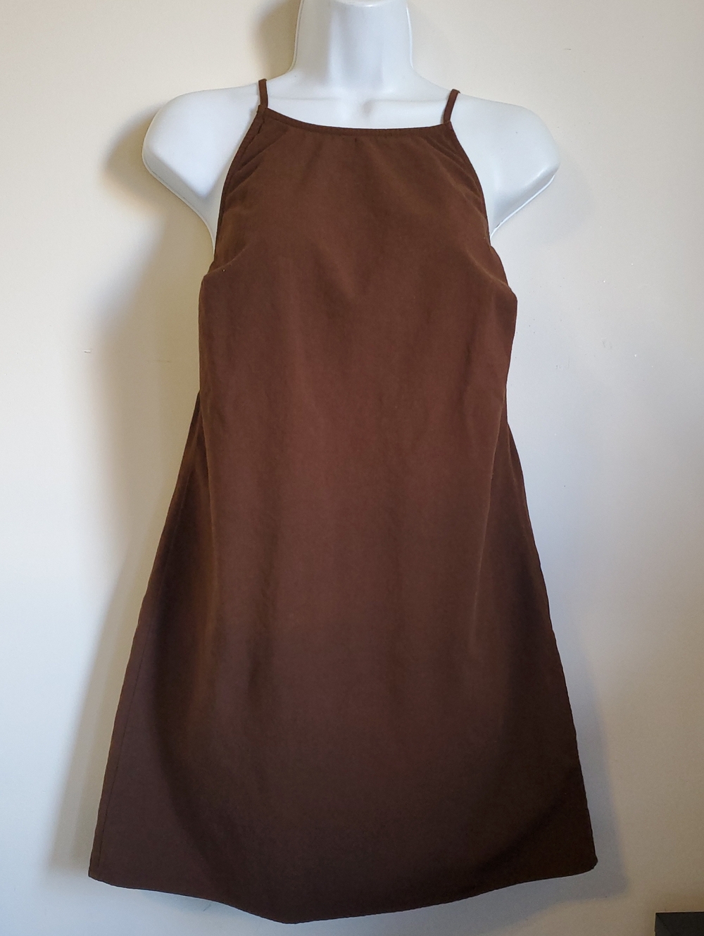 NWOT A New Day Chocolate Brown Halter Neck Mini Shift Dress S - Picture 2 of 8
